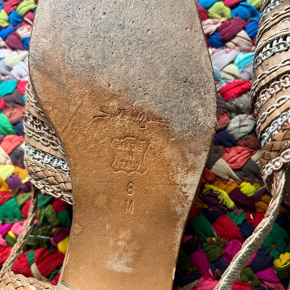 SESTO MEUCCI BROWN WOVEN LEATHER RIBBON SLINGBACK CLOSED TOE FLATS - Picture 5 of 6